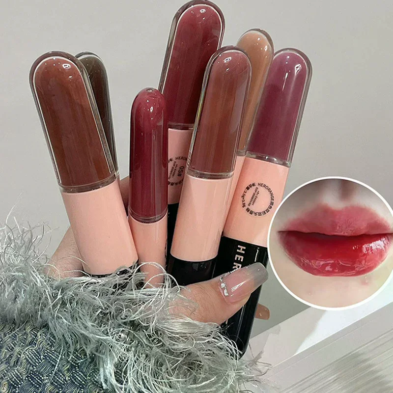 HERORANGE Two-Color Double-Ended Lip Glaze Velvet Matte Water-Gloss Mirror Double Texture Waterproof And Sweat-Proof Lipstick