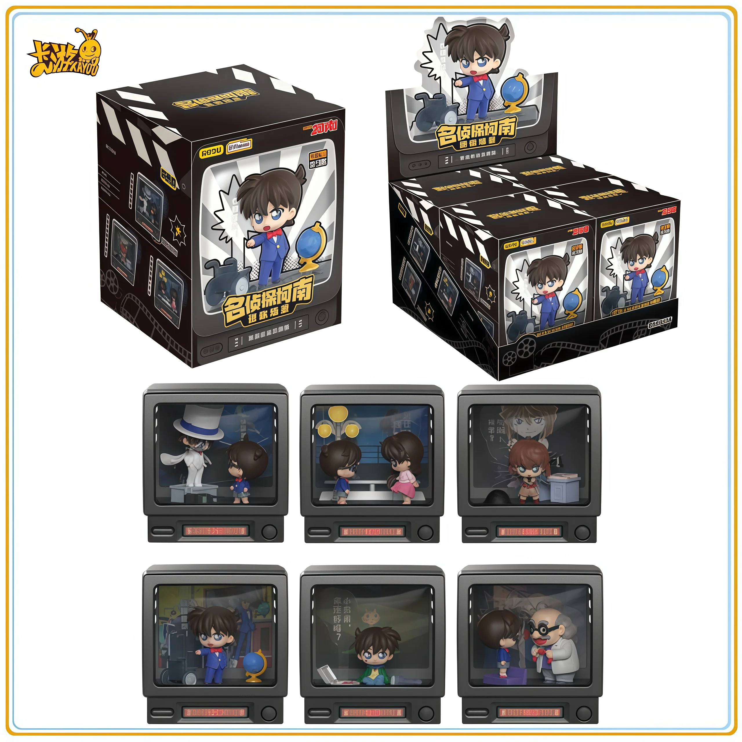 

In Stock Original KAYOU Detective Conan Mini Scene Retro TV Series Blind Box PVC Anime Character Model Collection Toys Gifts