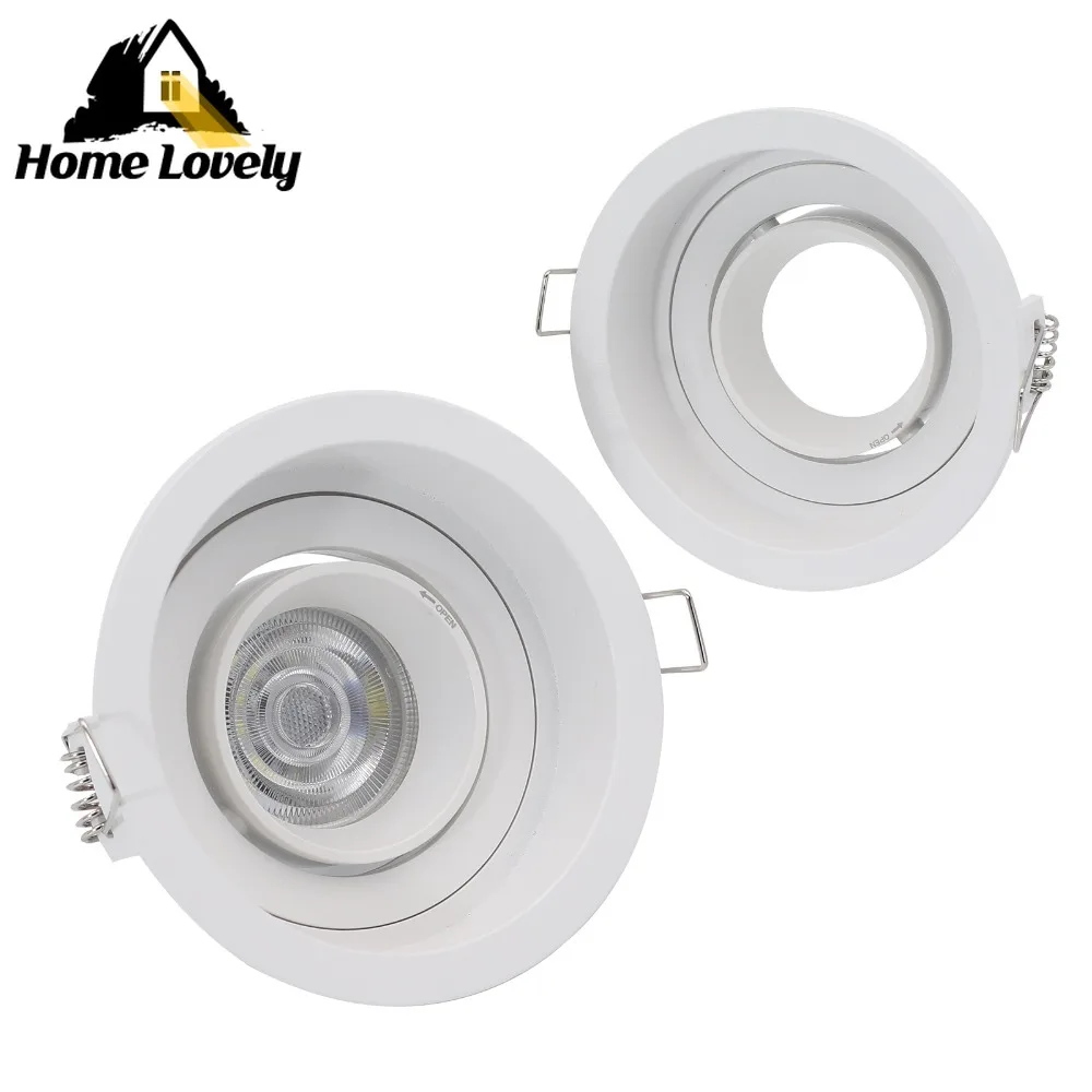 Ceiling Spotlight White/Black Removable Led Bulb Fixture Lampholder Recessed Lamp Fitting for Round Deep Source Light Adjustable