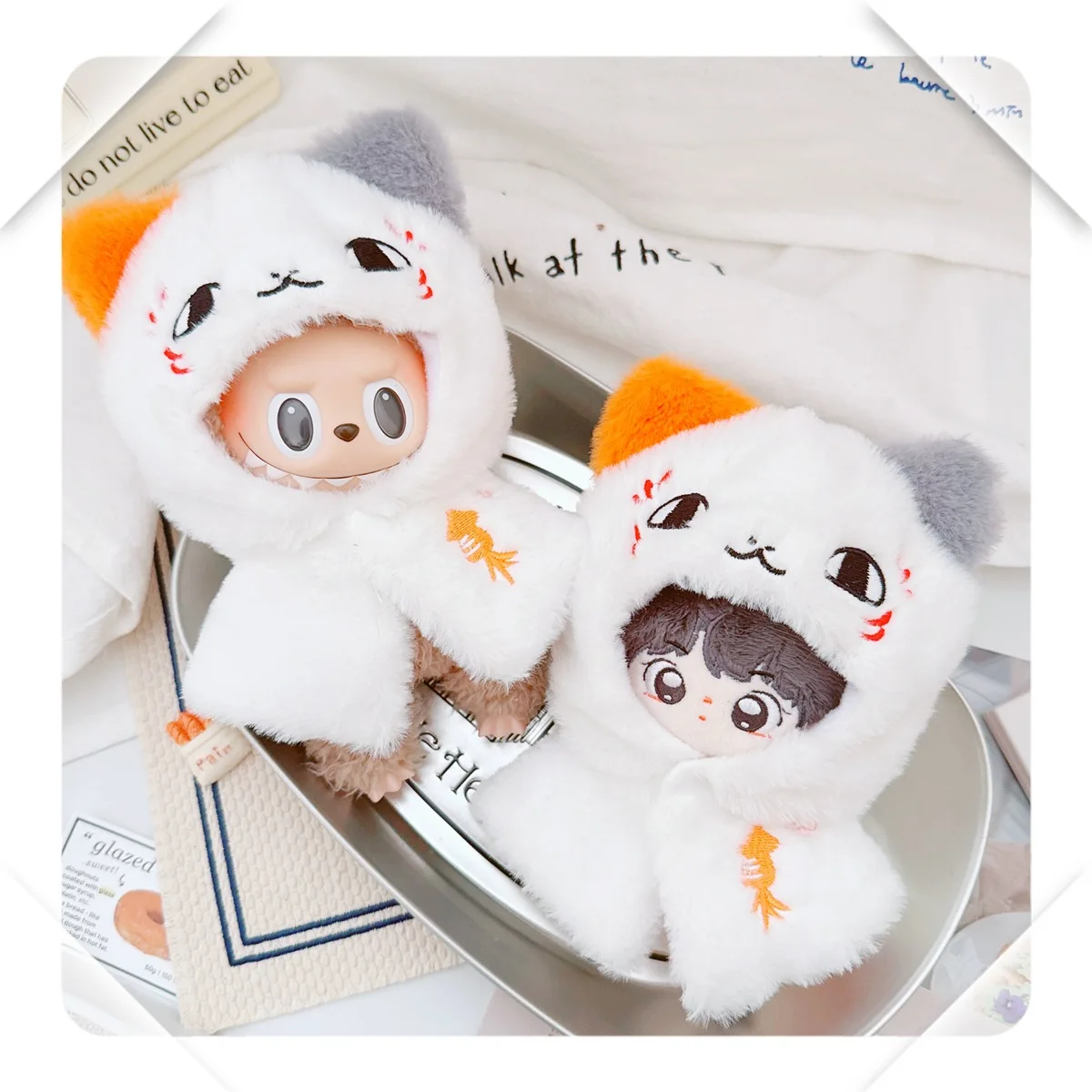 10cm Plush Doll Clothes White Cat Teacher Coat Kawaii Dress-Up Idol Doll Change Game Anime Peripherals Cute Gift