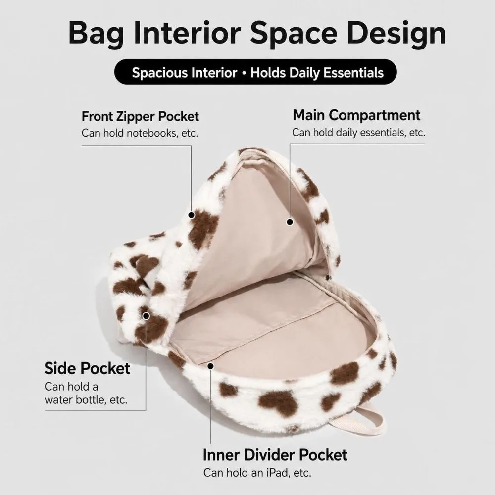 Fashion Winter Backpack Lightweight Cute School Bag Large Capacity Casual Shoulder Backpack College Students