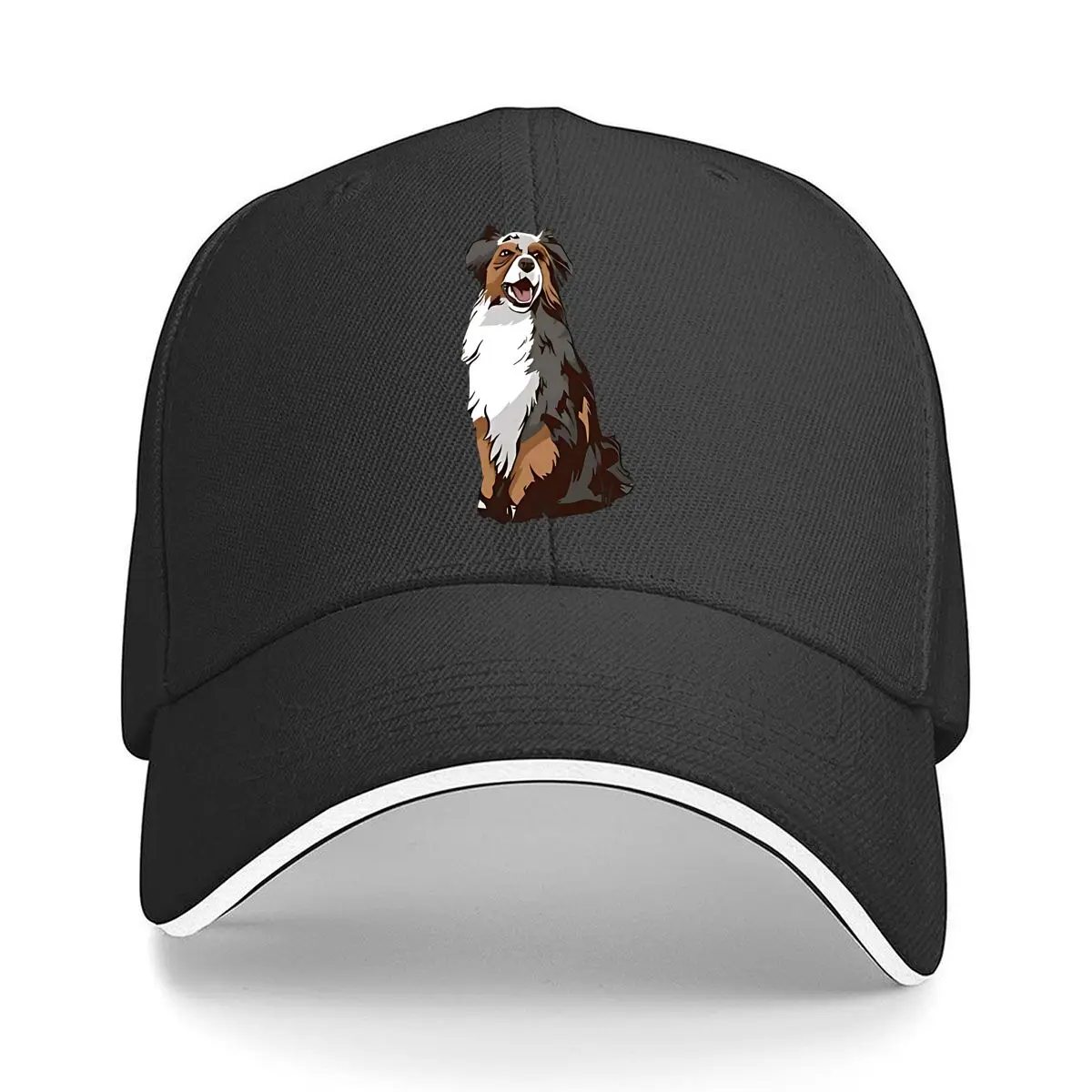 Canvas Cartoon Australian Shepherd Wall Art Hip Hop hat Fashion Outdoor Sports Sandwich Baseball Cap
