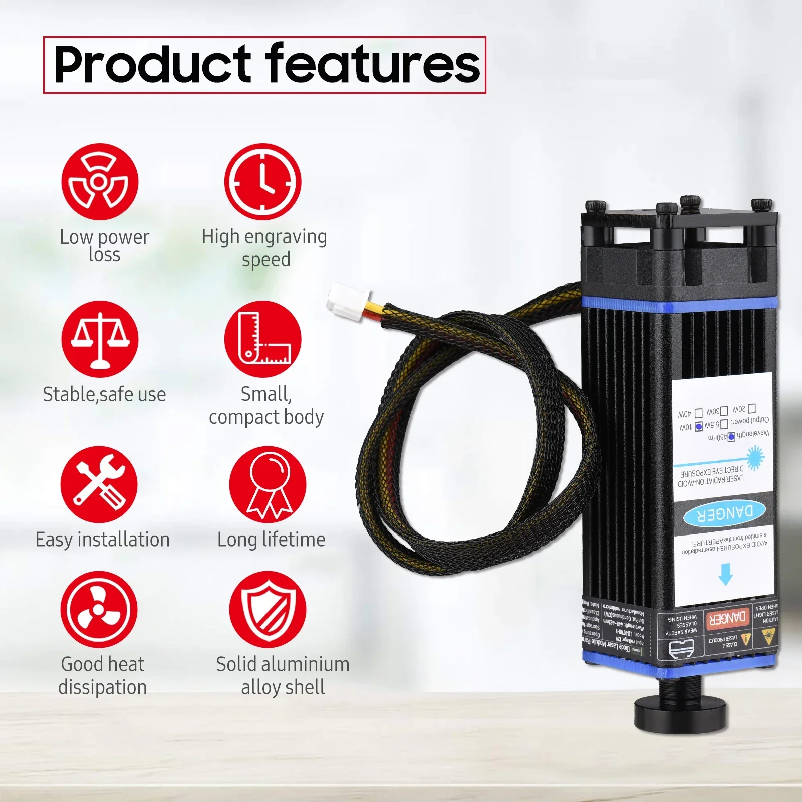 

Bestseller 0W/30W/40W/50W/80W Laser ModuleEngraving Head High SpeedEngraver Cutter 3D Printer CNC RouterModule