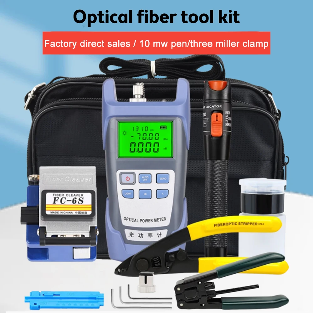 

15 IN 1 FTTH Fiber Optic Cable Tester Tool Kit Optical Power Meter OPM -70-+10dBm Visual Fault Locator 10/20/30mw VFL Tester Pen