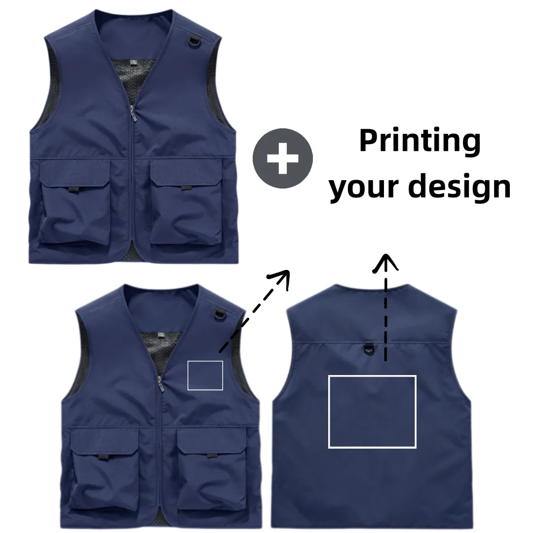 New Summer Men Mesh Outdoor Advertising Clothing Vests Coats Sleeveless Jackets Men Thin Breathable Quick-drying Waistcoats 6XL