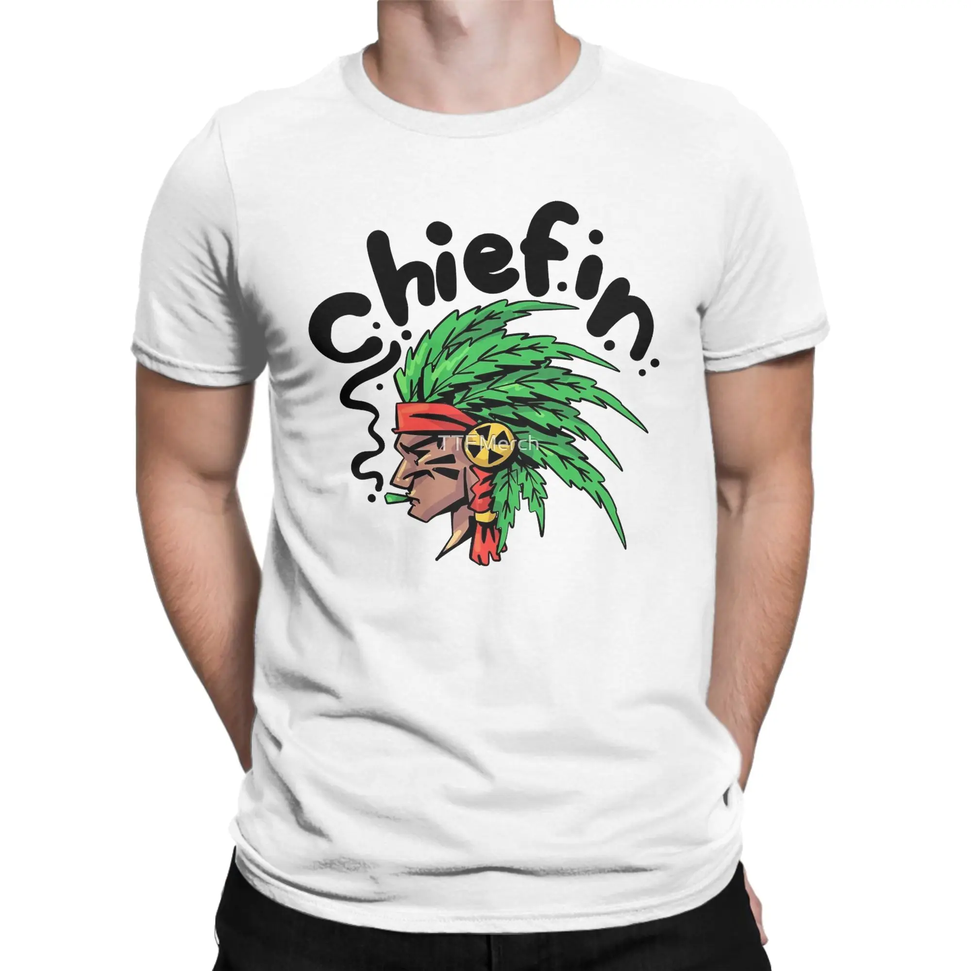 Chiefin Weed Pattern Tobacco Chief & Leaf Men's T Shirt Tee Shirt Short Sleeve Round Neck T-Shirt Cotton New Arrival Clothes