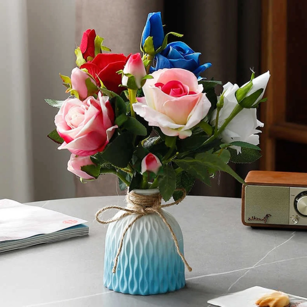 Nordic modern simple gradual change ceramic decorative vases, home desktop ornaments