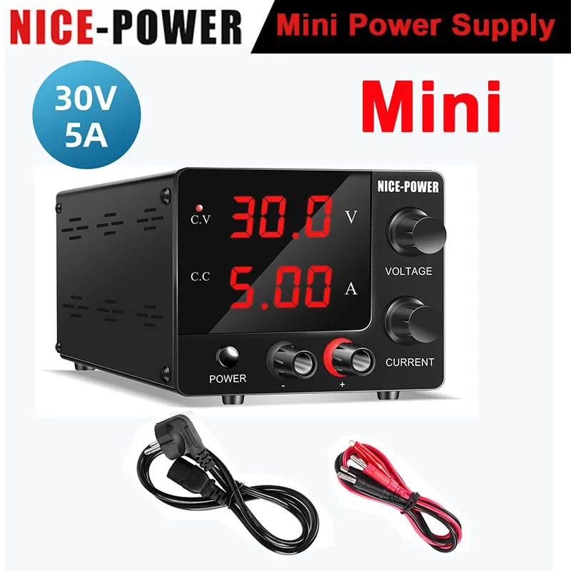 

Мини-источник питания Nice-Power, 30 В, 5 А, 150 Вт, регулируемый лабораторный переключатель постоянного тока, 3-значный Стандартный стабилизатор напряжения, 220 В/110 В, ремонт телефонов