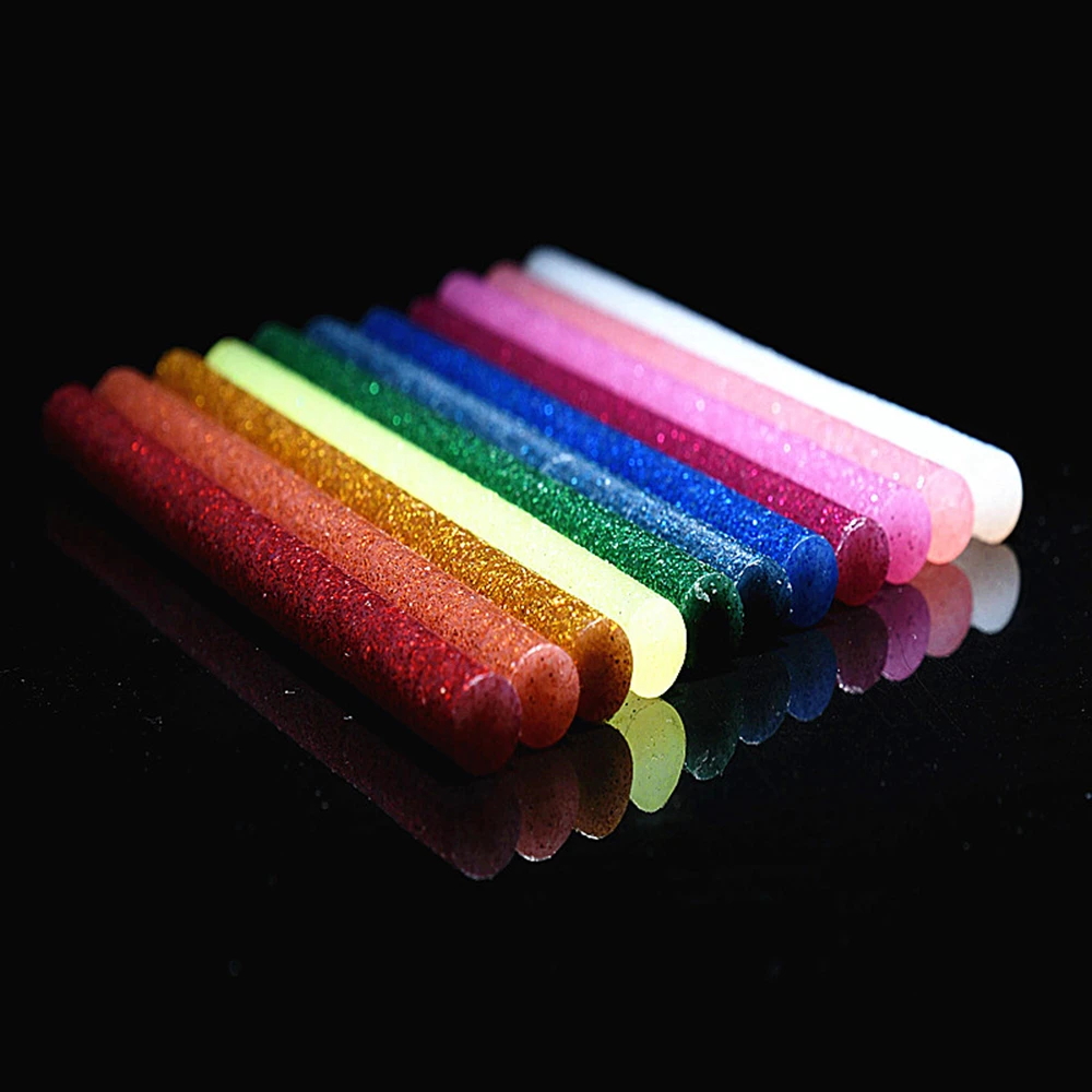 20Pcs/lot Color hot melt adhesive stick Flash Glitter Fluorescence High viscosity hot melt adhesive strip DIY Handmade