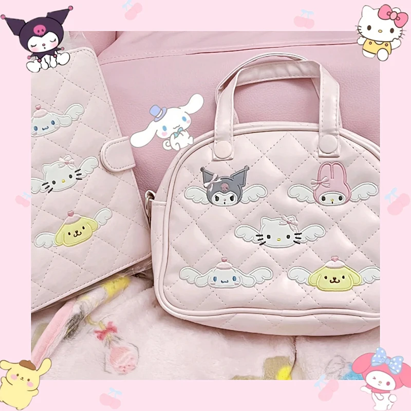 Sanrio Melody Cosmetic Bag Crossbody Shoulder Bag Cartoon Embroidery Clutch Girl Coin Purse Lipstick Earphone Card Storage Pouch
