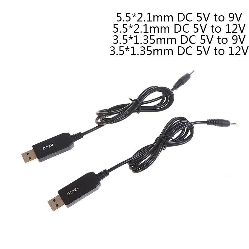 USB Power Boost Line, DC 5V a 9V, 12V Step Up Cabo Adaptador, 3.5x1.35mm, 5.5x2.1mm