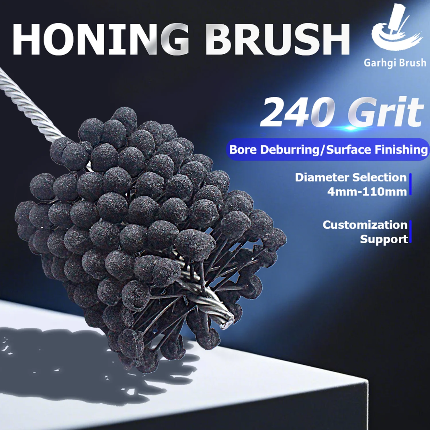 

POP Industrial Abrasive Hone Brush 240Grit SiC Ball Bore Deburing Deglazing Surface Finishing Robotic Power Tool Drill CNC
