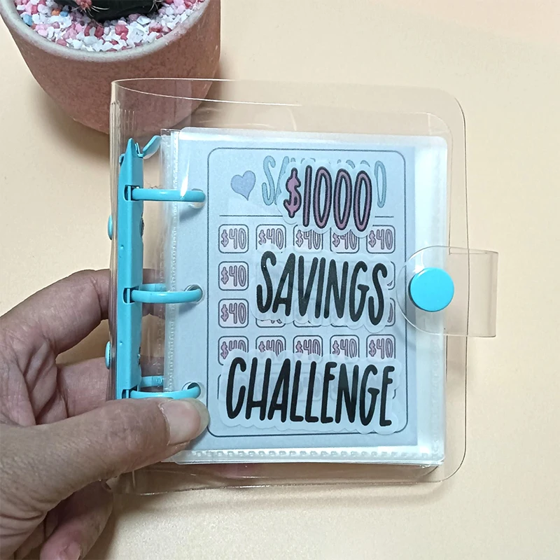 Savings Challenge Book Saving £1000 Money Binder Mini Portable Money Book Saving Loose-leaf Notebook Cash Budget Storage Book