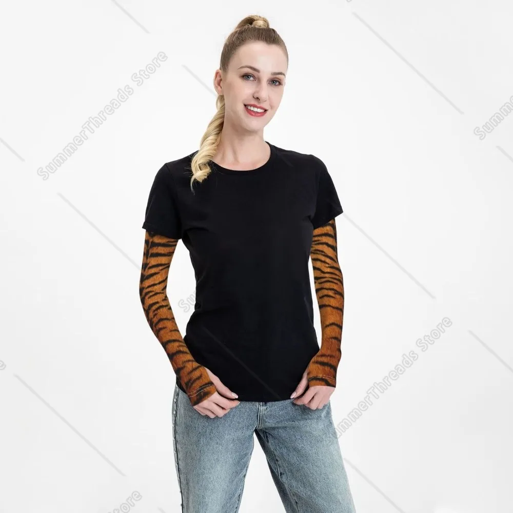 Tiger Print Arm Sleeves Cover Summer Sun Protection Arm Sleeves For Men Women Baseball Cycling Golf Running