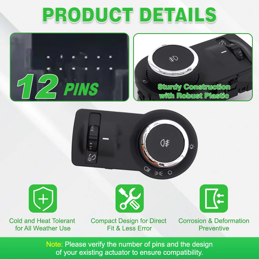 لسيارة شيفروليه كروز/ماليبو 2012-2016 مصباح أمامي كهربائي للضباب مفتاح تعديل زر التحكم 52084897 #5