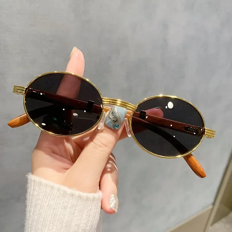 Wooden Fashion Sunglasses Women Vintage Oculos Sunglasses for Men Oval Designer Glasses Tredning Sun Lentes Luxury Gafas Lunette