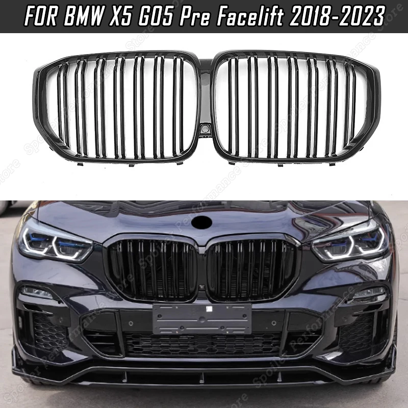 

1 Pair Front Bumper Kidney Grille For BMW X5 G05 Pre Facelift 2018-2023 Gloss Black Racing Grills Cover Bodykits ABS Plastic