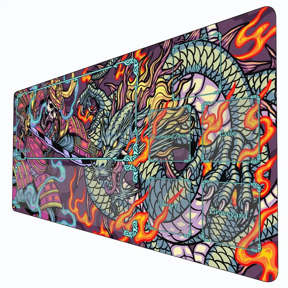 

Magic Playmat card gaming mat with zone Skeleton warrior and dragon mtg playmat 35X60cm Desk Mat gathering game mat card rug