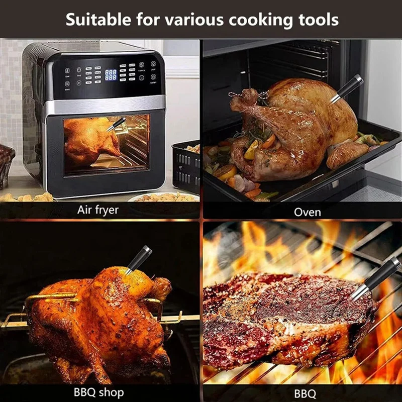 Wireless Food Meat Thermometer Digital Bluetooth Dual Probes BBQ Thermometer With Display Screen For Air Fryer Oven