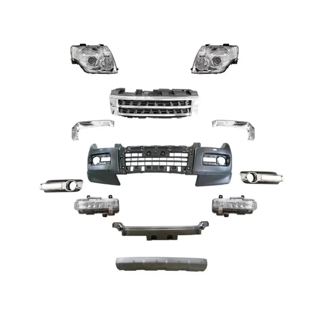 

Body Kit Front Bumper Assembly With Grille Headlights For Mitsubishi Pajero 2012 2013 2014 2015 2016 2017 2018 2019 2020