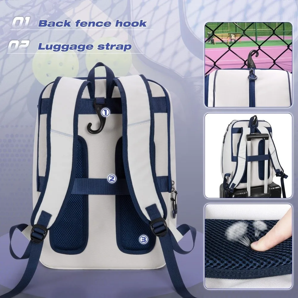 

Large Capacity Pickleball Backpack with Shoe Compartment Waterproof Pickleball Bags Portable Multi-functional Tennis Backpack