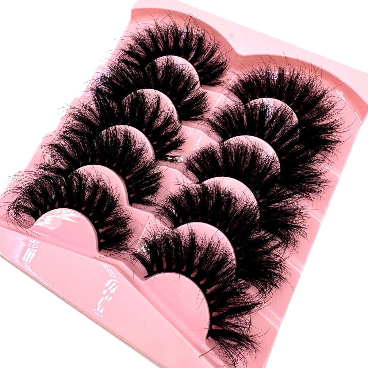 Novo 5 pares 25mm 3d vison cílios em massa falso volume dramático cílios finos naturais vison cílios pacote longo atacado cílios postiços
