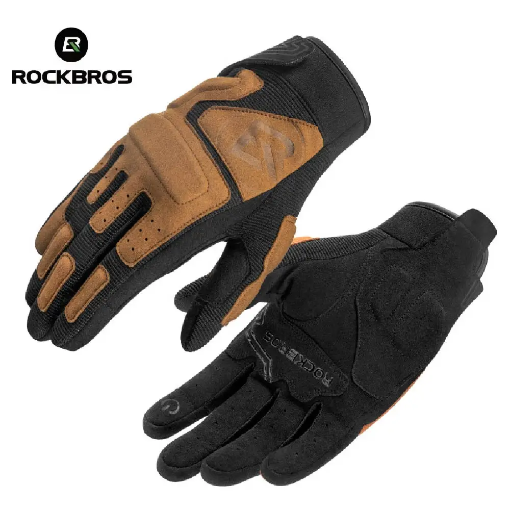 ROCKBROS Fahrradhandschuhe, atmungsaktive, rutschfeste, stoßfeste MTB-Rennrad-Vollfingerhandschuhe, bequeme Fahrradausrüstung aus Polyester – Detail 9