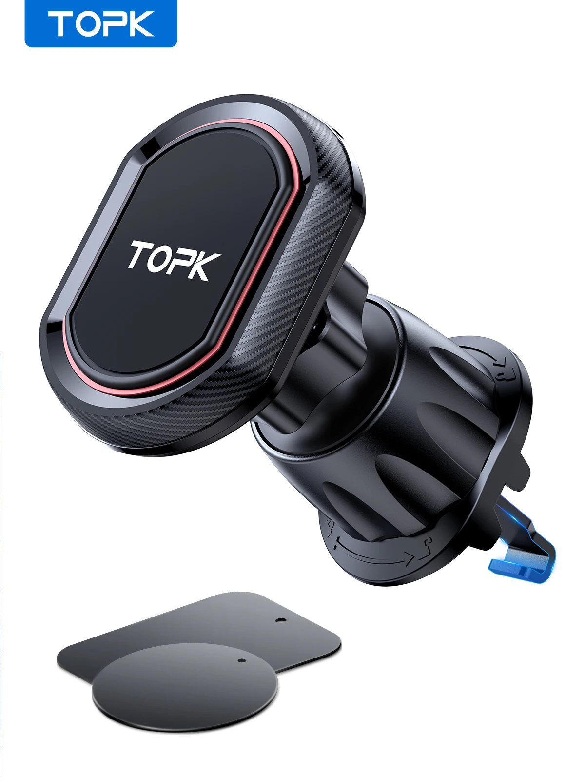 TOPK Magnetic Car Phone Holder 360 Rotation Air Vent Car Phone Mount Upgrade Hook Clip Phone Car Stand for Cellphones