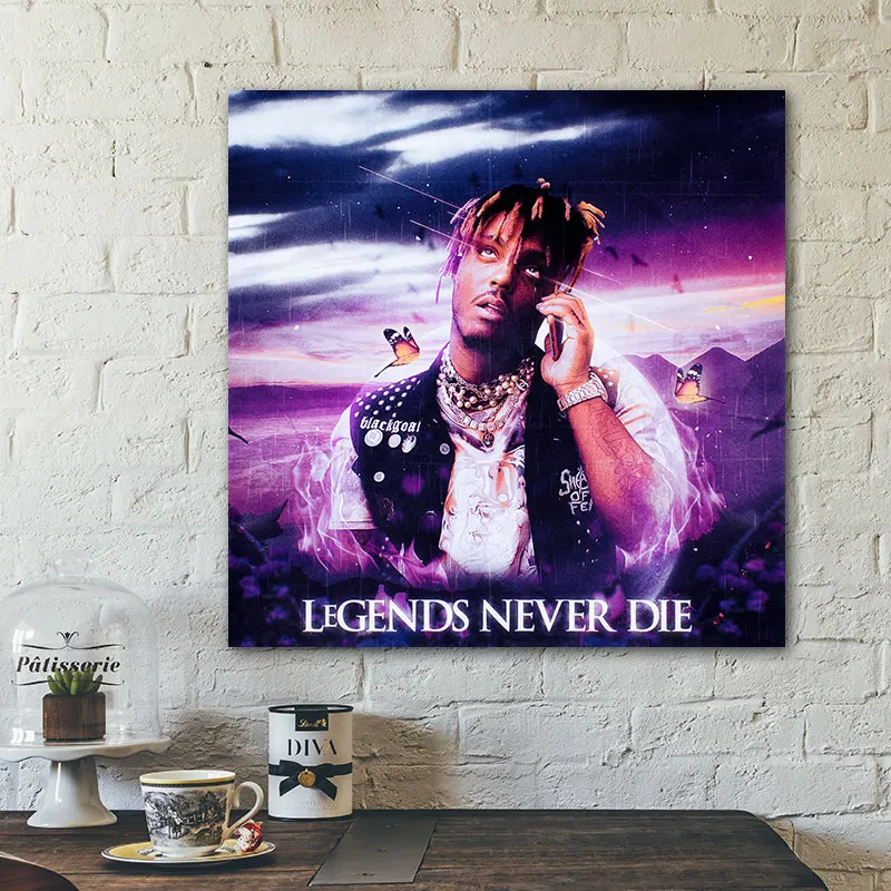 Juice WRLD Music Album Cover Poster Hip-hop Rapper Canvas Painting Home Decor Wall Art Music Bar Decoration Aesthetic Room Decor