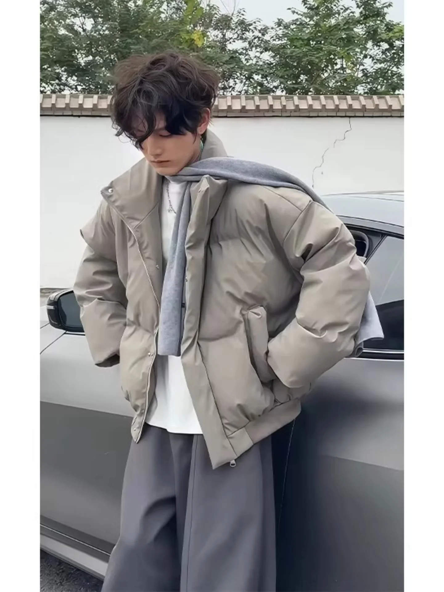 

Мужская зимняя куртка из утолщенной искусственной кожи с наполнителем из хлопка, с воротником-стойкой, премиум-класса, стильная и теплая