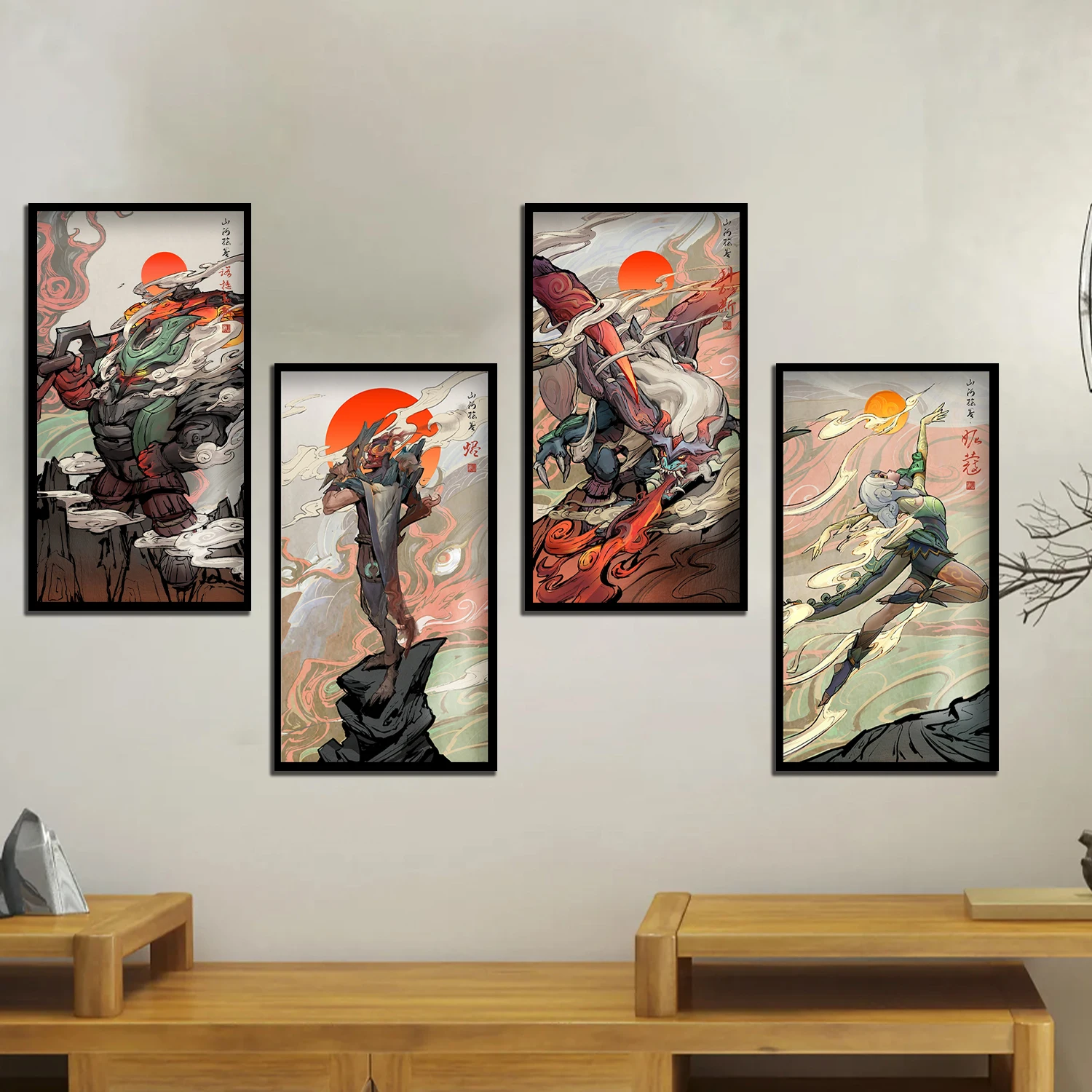 Posters Shan Hai Scrolls LOL Game League of Legends Jhin Nautilus Japanese Chinese Art Painting Poster Wall Unframed