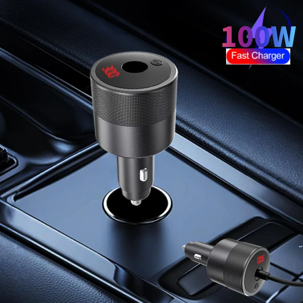 

100W Car Charger For Starlink Mini Dual-Port Fast Charging Phone Adapter With Digital Display Phone Charger Car Adapter Socket