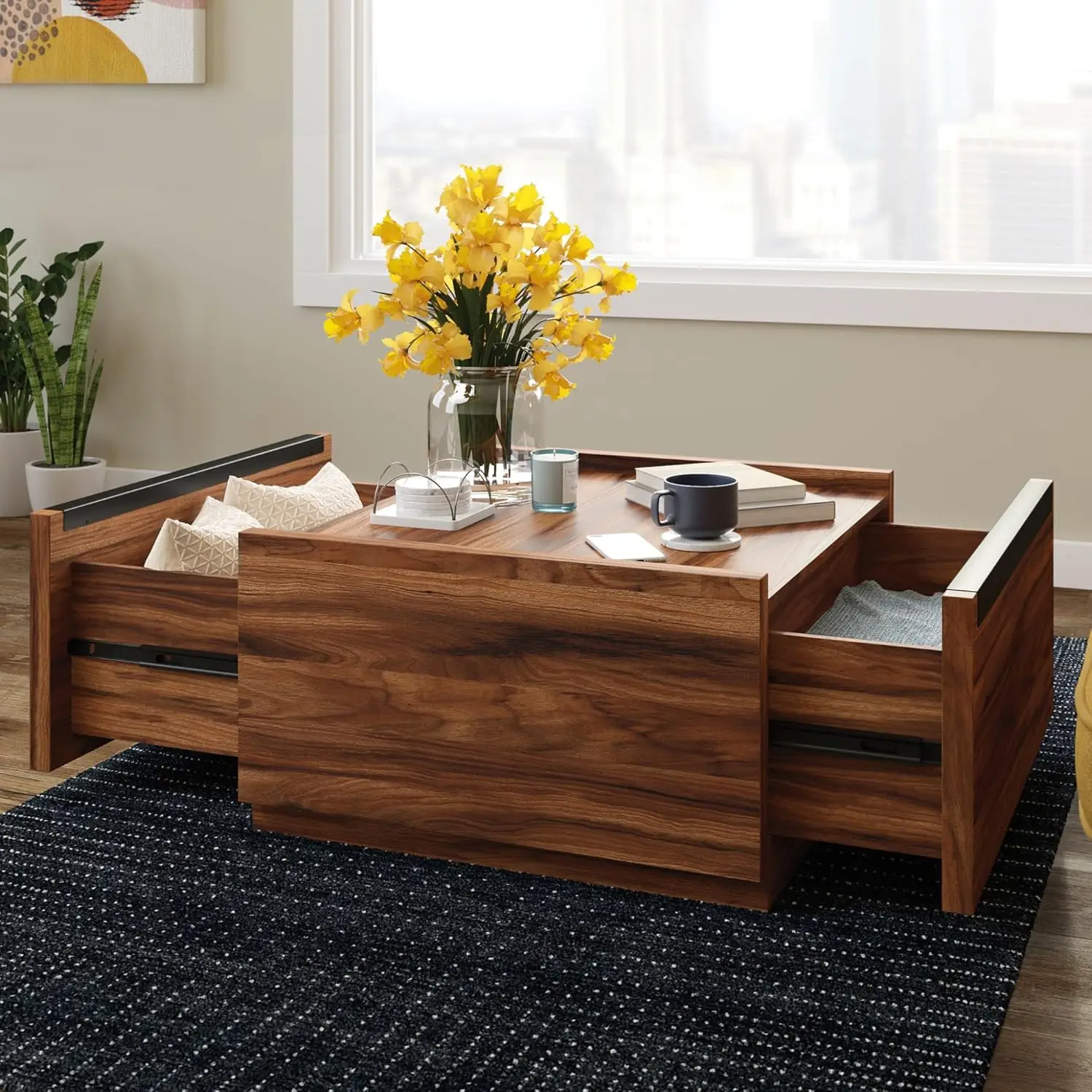 Manhattan Gate Modern Square Coffee Table, Blaze Acacia Finish