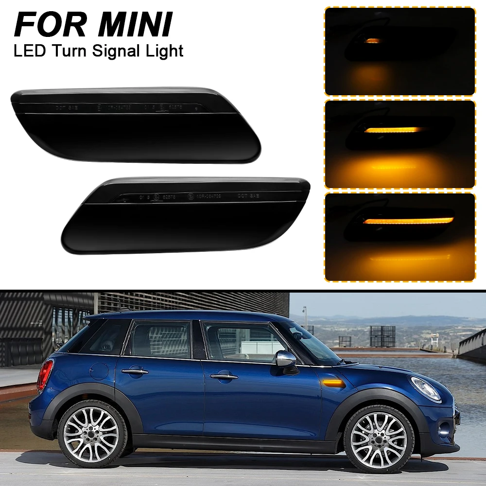 

2PCS LED Dynamic Side Marker light For Mini Cooper F55 F56 F57 S LCI2 2014-2023 No Error Turn Signal Lamps Amber Sequence Light