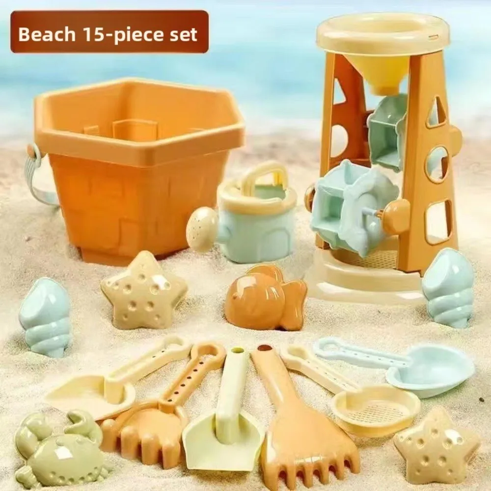 Kids Sand Play Bucket Set with Digging Tools Cars and Hourglass for Beach or Garden Outdoor Fun Activity Toy for Toddlers