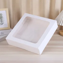 10pcs White Transparent Window Square Gift Boxes For Wedding Birthday Christmas Party Baking Cake Gifts Packaging Paper Box