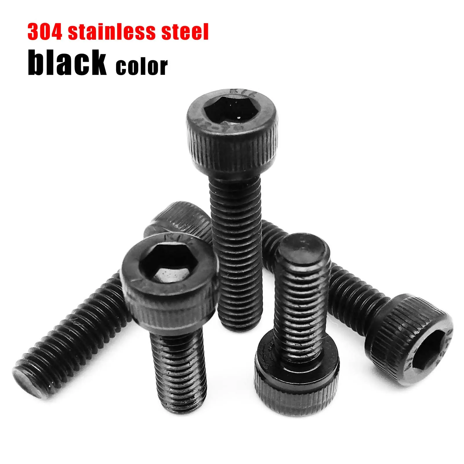 HZYUEGOU Schwarze 304 A2-70 Edelstahl Sechskant-Innensechskantschraube DIN912 M1.6 M2 M2.5 M3 M4 M5 M6 M8 – Detail 4