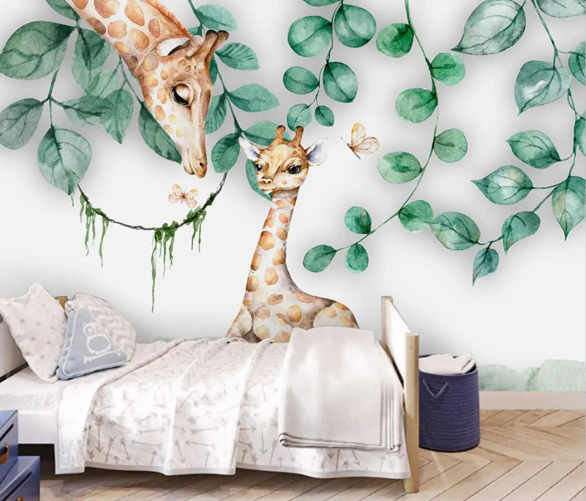 Custom mural wallpaper living room bedroom Nordic animal giraffe wall paper for children's room TV background murals wallpaper