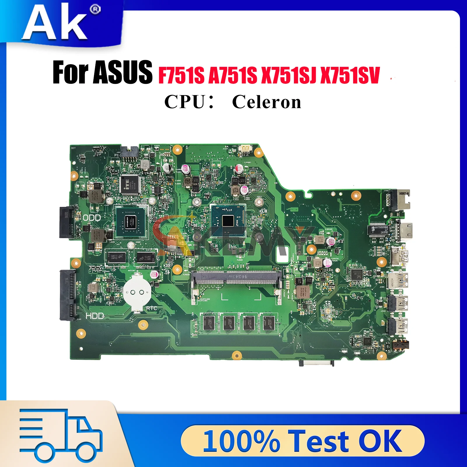 

X751SJ Материнская плата для ноутбука ASUS VivoBook X751SV A751S X751S F751S X751SJ Материнская плата с процессором Celeron 100% tests OK быстрая доставка