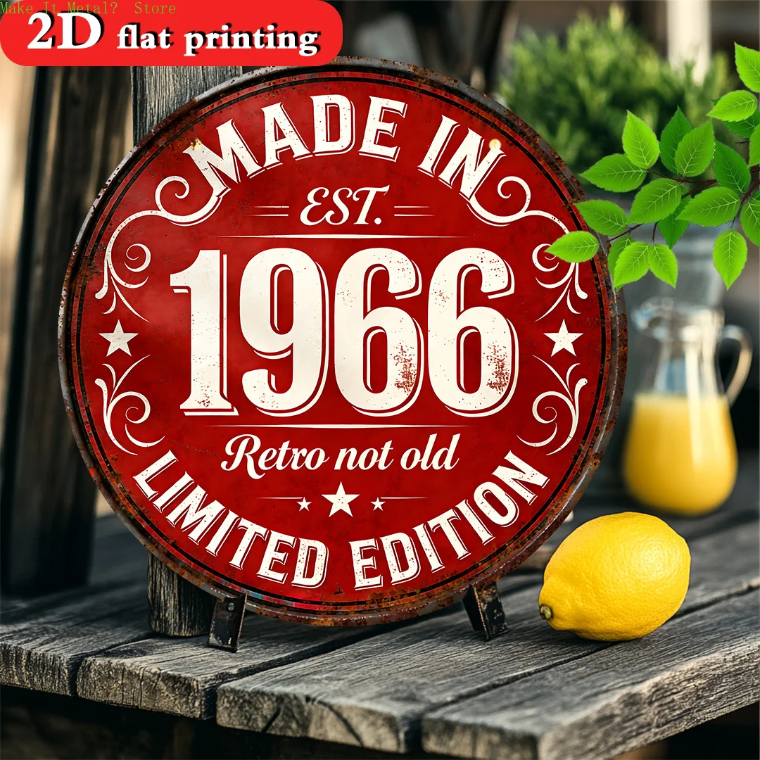 Vintage Made in 1966 Limited Edition Metal Tin Sign - Retro Wall Decor for Home & Man Cave