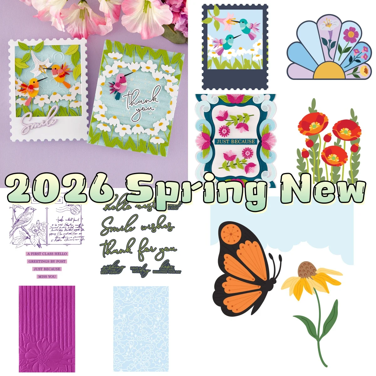 

2026 Весенние новые солнечные цветы, птицы, бабочки, металлические трафареты, прозрачные штампы, трафарет из горячей фольги, воск для DIY, скрапбукинга, бумажного ремесла