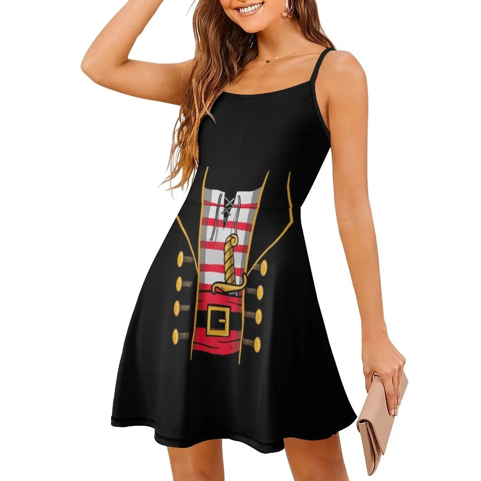القراصنة القرصان مضحك هالوين نمط Preppy فستان قصير للنساء ألف خط فضفاض صالح فستان يوم غير رسمي القراصنة هالوين هالوين #3