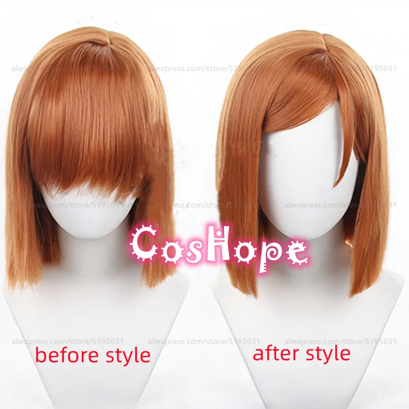 Kugisaki Nobara Cosplay Wig 35cm Short Straight Bob Wig Brown Wig Cosplay Anime Cosplay Wigs Heat Resistant Synthetic Wigs