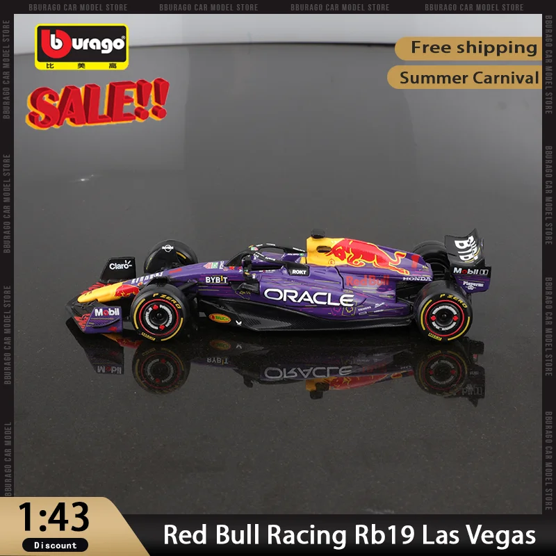 In Stock Bburago 1:43 Red Bull Racing Rb19 Las Vegas Alloy Miniature Diecast Model 2024 Bburago Red Bull F1 #1 #11 Toys Car Gift