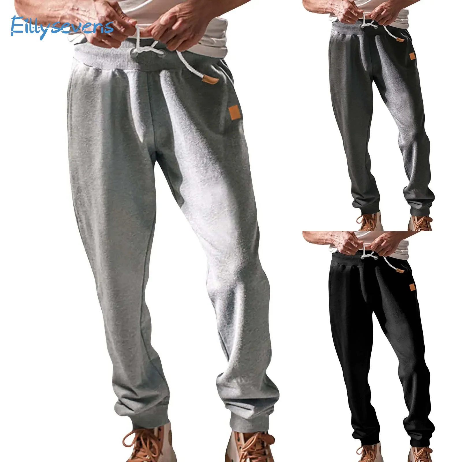 

Men'S Casual Loose Sweatpants New Spring Solid Color Trousers Daily Sports All-Match Drawstring Pocket Sweatpants Streetwear