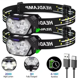 USB Rechageable Motion Sensor Headlight 9 Led Strong Light Headlamp Portable Fishing Camping Outdoor Head Lamp Work Flashlight