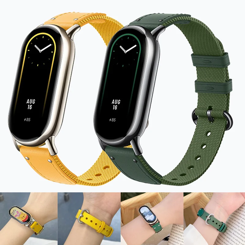 Correa de cuero para Xiaomi Mi Band 8, repuesto Original de nailon para pulsera inteligente Mi Band 8, NFC