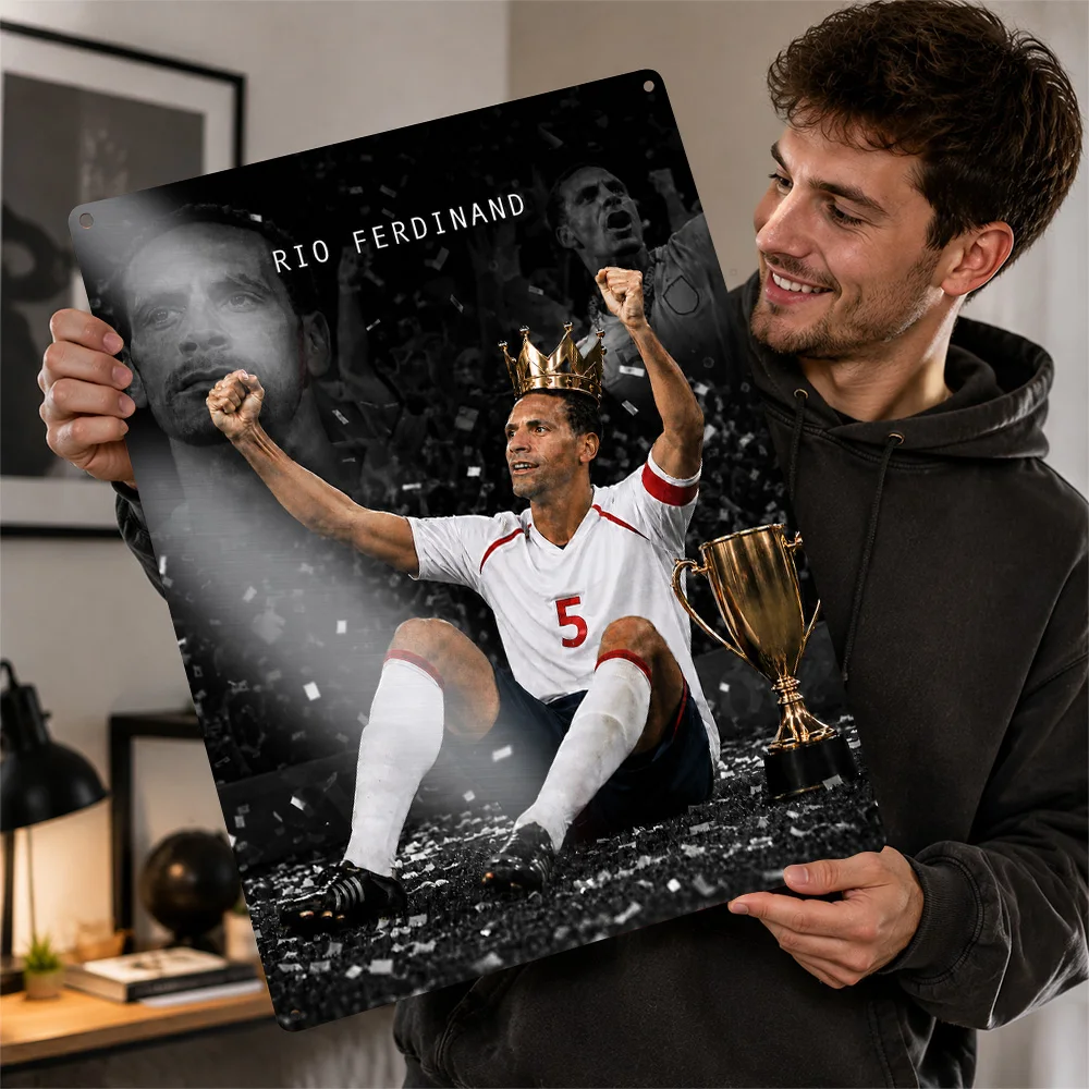 Rio Ferdinand Football Aluminum Poster Personalized Metal Sign Club Hero Design Wall Art Ideal For Collector Den Or Fan Lounge