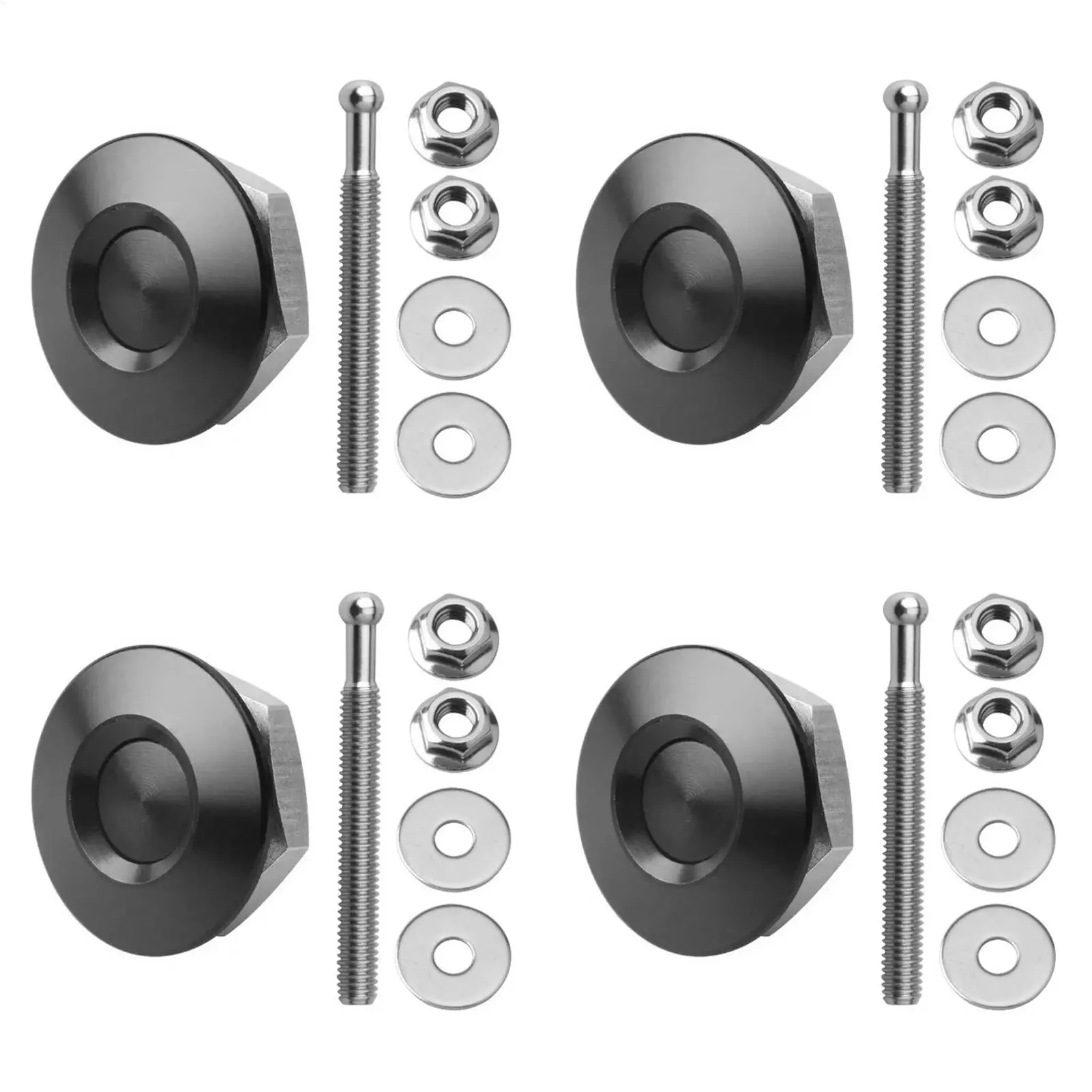 4 Pieces Push Button Billet Quick Release Fasteners Set Car Front Bumpers Hood Pin Engine Bonnet Lock Latch Clip Body Kit