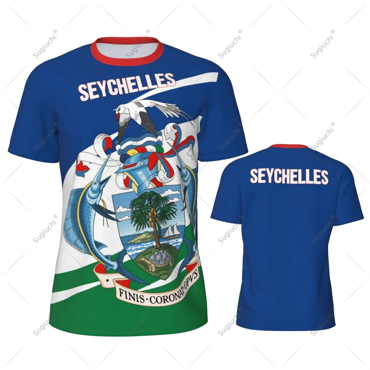 Seychelles Flag Men Sports T-shirt Women Tees jersey for Soccer Football Running Bike Tennis Fitness Fans